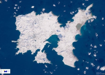 Λήμνος όπως... Αρκτική: Δορυφορική φωτογραφία δείχνει ολόλευκο το νησί