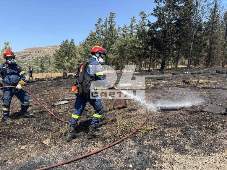 Φωτιά κοντά στις αρχαιότητες της Κνωσού – Εκκενώθηκε ο αρχαιολογικός χώρος (βίντεο & φωτογραφίες)
